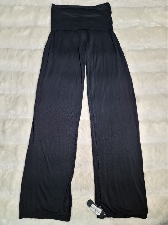 SKIMS Pants - Nike SKIMS Stretch Knit Fold Over Wide Leg Pants Black Obsidian XS NEW